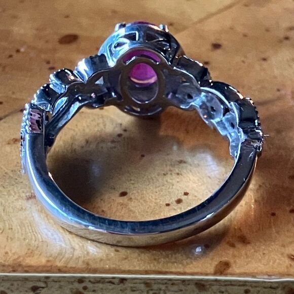 Natural Ruby Red Sapphire Sterling Silver Ring - Picture 4 of 8